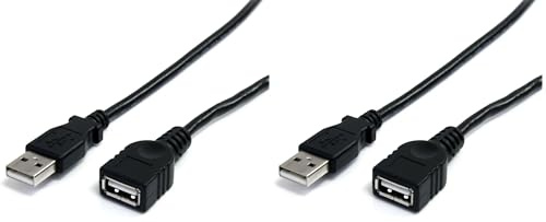 StarTech.com 3ft Black USB 2.0 Extension Cable A to A - M/F (Pack of 2)