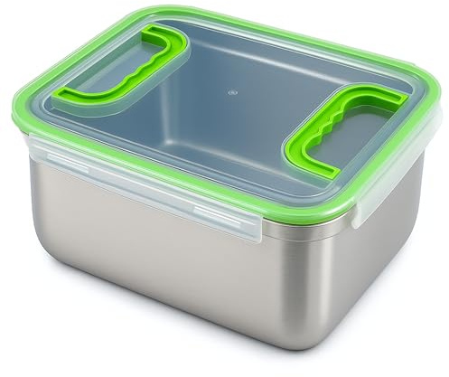 immer Edelstahl Frischhaltedose – Auslaufsicher & 100% dicht, spülmaschinenfest, ofenfest, gefriergeeignet – Große Vorratsdose für Meal Prep, Teig gehen lassen, Marinieren (6 Liter)