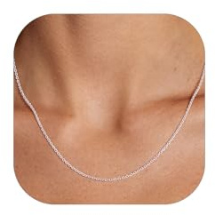 FOCALOOK Edelstahl Kette Damen 1mm/1.4mm/2mm/2.5mm Halskette für Anhänger | Kettenlänge: 35cm-75cm, 4 Farben: Silber/Gold/Schwarz/Rosegold, Kann einzeln oder mit Anhänger getragen werden