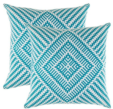 TreeWool Dekorativer Kissenbezug (40 x 40 cm, Türkis) Kaleidoskop Design 100% Baumwolle (2er Pack)