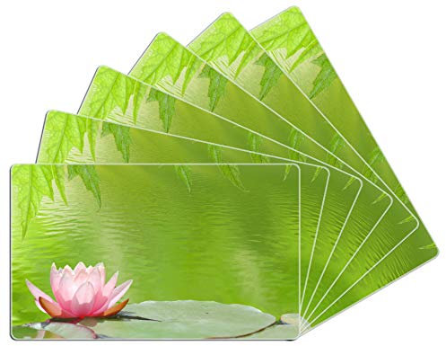 Wallario 6er Set Frühstücksbrettchen aus Glas, Glasunterlage, Glasbrettchen Seerose auf dem Wasser, Größe 14 x 23 cm, Sicherheitsglas