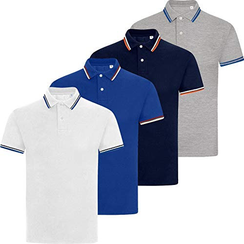 2k17Apr Mens Short Sleeve Collar Casual Smart Polo TOP Cotton Summer T-Shirt TEES[Pack E Blk/Wine/RYL/DNM,XL]