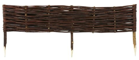 Beetbegrenzaung – Beeteinfassung Größe 100 x 20 cm – Weidenzaun – Weide Beetzaun zum Einschlagen in den Boden – Palisade zur Abtrennung von Blumenbeetwegen und Gartenbeeten