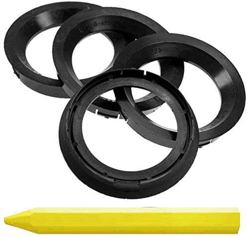 RKC 4X Zentrierringe Schwarz 76,0 mm x 57,1 mm + 1x Reifen Kreide Fett Stift