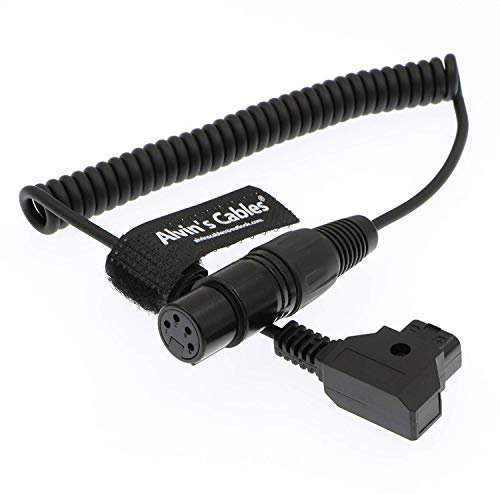 Alvin's Cables XLR 4 Pin Female to D Tap Coiled Power Cable for Practilite 602 DSLR Camcorder Sony F55 SXS Camera