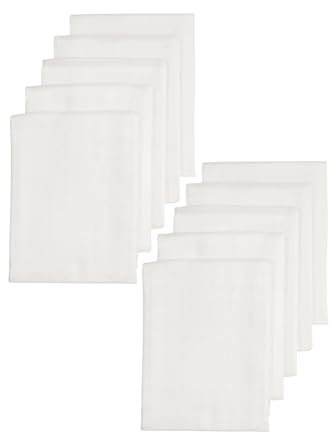 Meyco Baby Musselin Mullwindeln 10er-Pack (Stoffwindeln aus 100 % hydrophiler Baumwolle, Spucktücher, superweich, gute Feuchtigkeitsaufnahme und schnell trocknend, Maße: 70 x 70 cm), Weiß