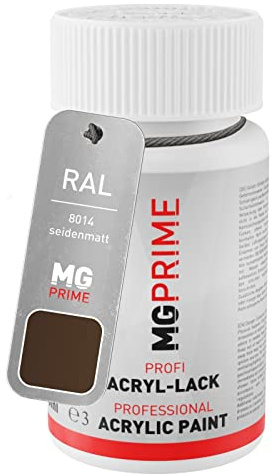 MG PRIME RAL 8014 Brun sépia/Sepia brown mat satiné, stylo retouche | flacon de peinture avec pinceau, 50 ml, à séchage rapide