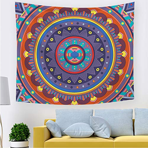 Odot Mandala Wandteppich Wandtuch Wandbehang, Exotisch Nationaler Stil Indien Psychedelisch Tapisserie Tischdecke Meditation Strandtuch fit Zuhause Wanddekorationen (150x200cm,Runde)