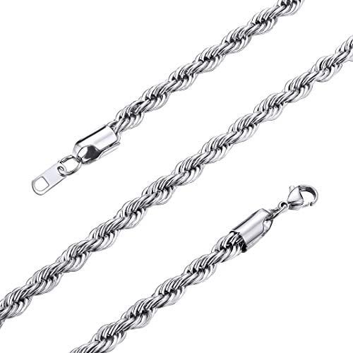 20Inches Twist Link Chains, 6mm Flat Rope Chain Necklace For Women