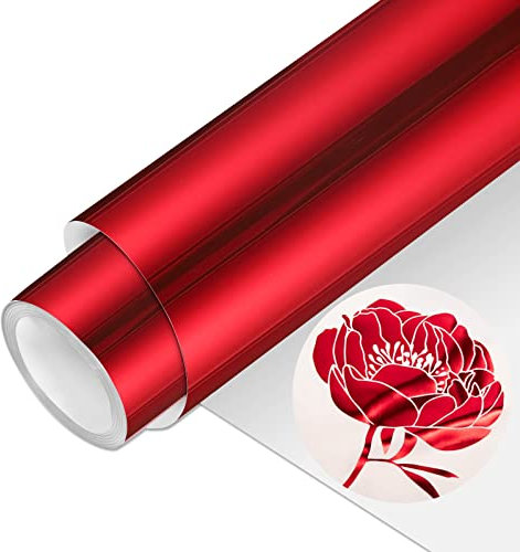 VINYL FROG HTV PU Metallic Roll Iron on Vinyl Easy to Cut & Weed Heat Transfer Vinyl DIY Heat Press Design for T-Shirts (Red)