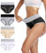 wirarpa Underwear Women High Waist Cotton Knickers Ladies Panties Full Coverage Briefs Underpants Plus Size Multicolour 4 Pack L