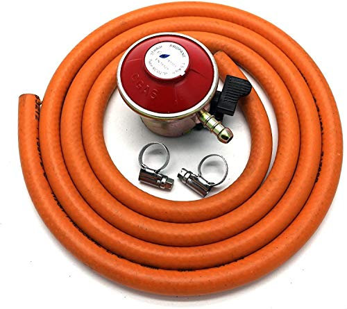 INTERGAS Patio Gas Regulator Kit – 27mm Clip-On Propane Regulator with LPG Hose & Stainless Steel Clips – Fits Calor & Flogas Patio Gas Cylinders – Outdoor BBQ, Heater & Camping Gas Hose Connection