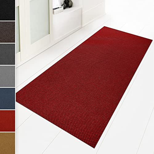 Floordirekt Zerbino 200 x 100 cm, Rosso, Ideale Anche Come Tappeto per la Cattura dello Sporco su Misura, per corridoio, Cucina, Lavabile, Antiscivolo, al Metro (Hong Kong)