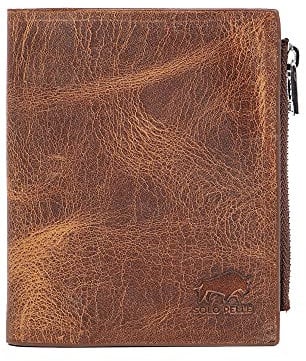 Solo Pelle® Slim Wallet KOMPA mit Münzfach [bis zu 13 Karten] Slimwallet [RFID-Schutz] Kartenetui [Leder] Smart Wallet für Männer und Damen (Vintage Braun)