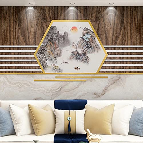XTSWallpaper 3D Wandplakat Wandbild Tapete Wandtattoo 330X210Cm Berge Landschaft Streifen Wandaufkleber 3D Wandbilder Decals Selbstklebend Vinyl Tapete Abnehmbare Kinder Zimmer Wandschmuck