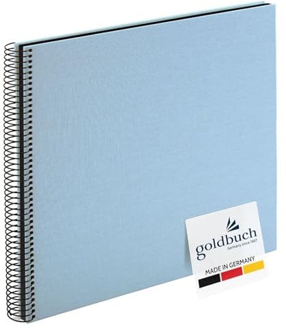 goldbuch 25 529 Spiralalbum Bella Vista, Foto Album 35 x 30 x 1,5 cm - Spirale ⌀ 2,8 cm, Fotoalbum mit 40 schwarzen Seiten, Erinnerungsalbum aus Leinen, Fotobuch für Bilder zum Einkleben, Himmelblau