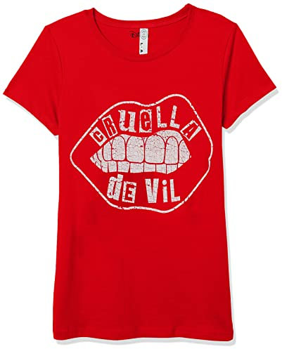 Disney Little, Big Cruella Lip Embroidery Girls Short Sleeve Tee Shirt