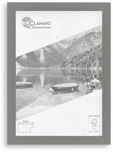 Clamaro 'COLLAGE' cadre photo DIN A2 (42x59,4) fabriqué à la main sur mesure | Gris acier | Cadre moderne en MDF, avec verre acrylique, fond et suspension