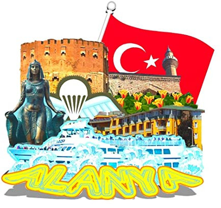 Turkey Alanya Magnet Fridge Magnet Wooden 3D Landmarks Travel Collectible Souvenirs Decoration Handmade -323