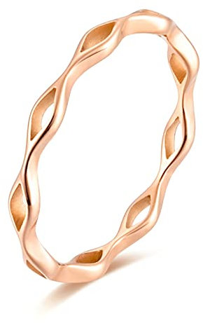 Dsnyu Ring Paar, Rosegold Siegelring, Durchbrochene Rose Ring Edelstahl für Sohn GR.52 (16.6)
