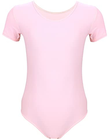 Aquarti Mädchen Gymnastikanzug Kurzarm Ballett Trikot, Farbe: Hellrosa, Größe: 152