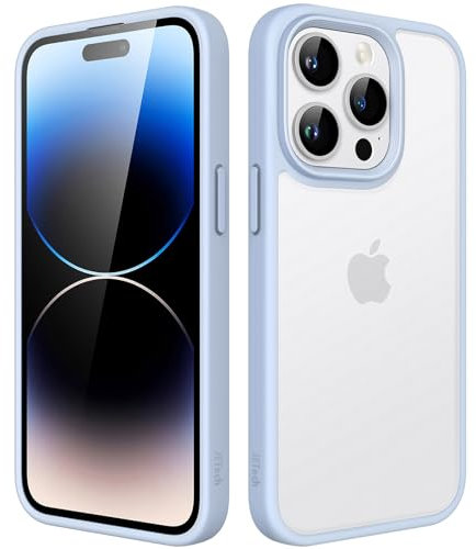 JETech Matt Hülle für iPhone 14 Pro 6,1 Zoll, Stoßfest Militärstandard FallSchutz Handyhülle, Mattierte Durchscheinende Rückseite Schutzhülle, Anti-Fingerabdruck (Himmelblau)