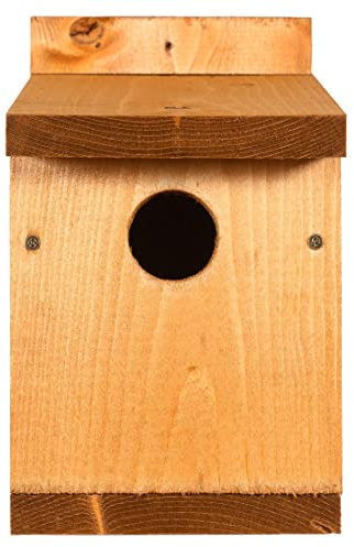 Happy Beaks Classic Garden Bird Nesting Box Traditional Redwood Wooden Bird House 30mm Hole ideal for Smaller Birds (Classic Nest Box x1)