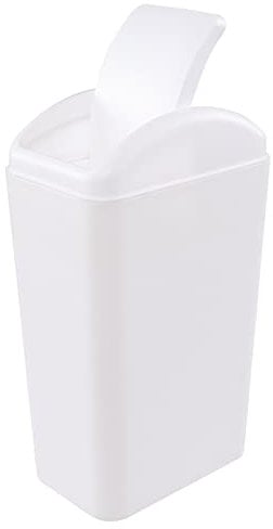 Uumitty 14 Litre Plastic Kitchen Indoor Swing Bin Dustbin, White, 1 Pack, F