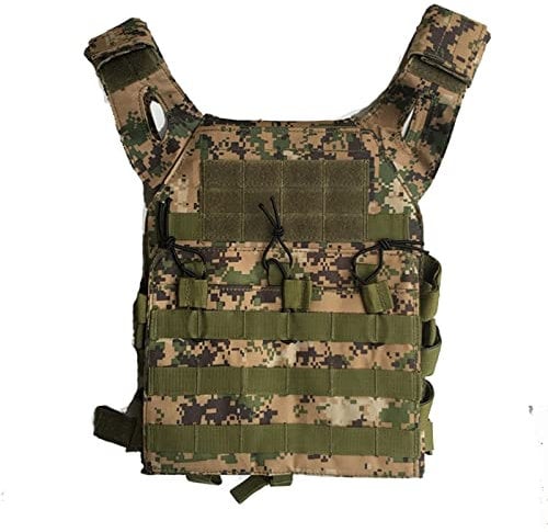 REYNEM Army Green Tactical Combat Vest Outdoor Hunting Wargame Paintball Protective Plate Carrier Waistcoat Airsoft Vest (Color : Digital Woodland)