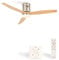 CREATE / WINDCALM/Ventilatore da soffitto con luce nichel pale legno chiaro con controller e telecomando / 40W, Timer, Ø132 cm, ABS, 6 velocità, 3 temperature di luce, funzione estate-inverno