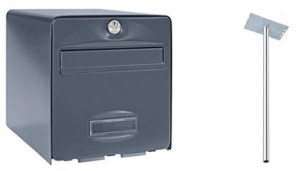 BURG-WÄCHTER, Boîte aux Lettres Normalisée en Acier Galvanisé avec Porte à Ouverture Totale, Stop-Courrier (Porte bloquée à 120°) & Pied pour Boîte aux Lettres, 115 cm de Long, Acier Galvanisé