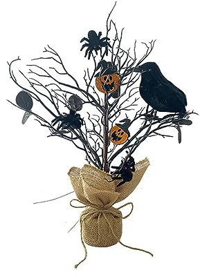 Décoration D'Arbre De Simulation D'Halloween Branche Morte Plante Artificielle Faux Branches D'Arbres Ornements De Globes Oculaires D'Araignée Corneille Citrouille Pour Maison Décoration D'Halloween