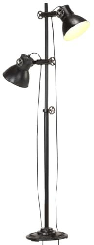 vidaXL Stehlampe 2-flammig Schwarz E27 Gusseisen