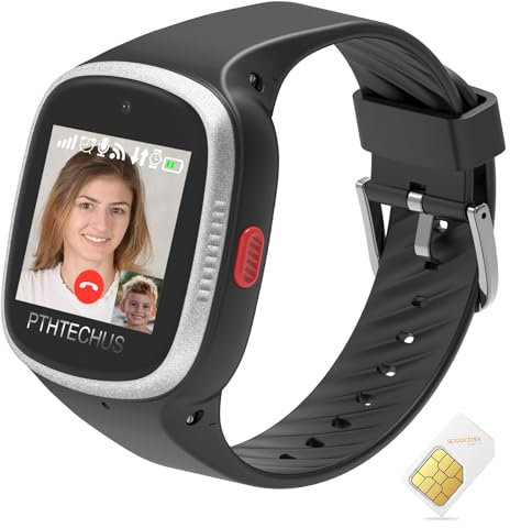 PTHTECHUS Orologio da bambino 4G GPS Smart Watch con WiFi Bluetooth Videochiamata SOS Pedometro Musica, Sveglia, Torcia Elettrica, Regali Orologio Collegato per Ragazzi Ragazze