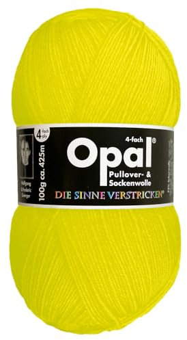Frida's Wollhaus Opal 100 g Uni 4-fach Sockengarn Strümpfe Stricken filzfrei Wolle 35 Farben (2012 | Neon-Gelb)