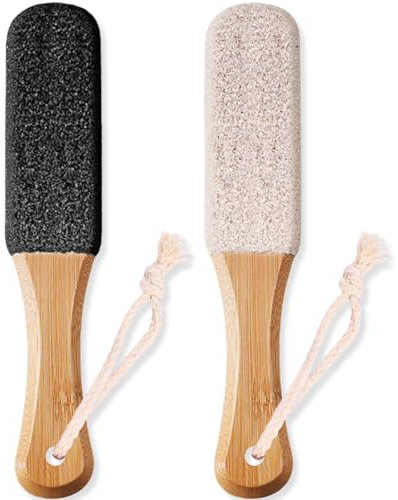Eiflayn Raspa Piedi Professionale,2 Pezzi Raspa Piedi con Manico in legno,Lima per Piedi e Talloni,in Carburo di Silicio/Corindone Bianco,Pietra Pomice per Piedi,per Pedicure,Cura dei Piedi