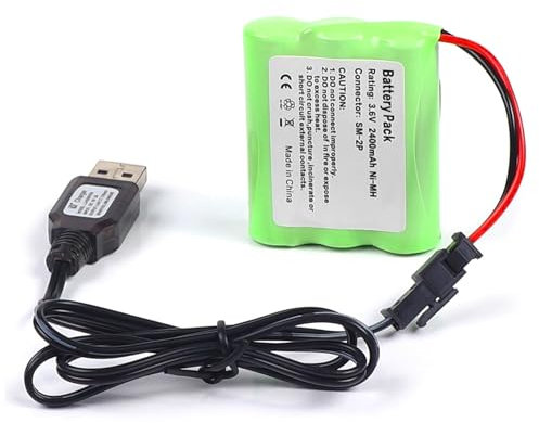 SHAWOROCE 2400mAh 3,6V Akku Batterien Kompatibel mit RC Auto Elektrische Spielzeug LKW Bau Kipper Flugzeug Roboter Fernbedienung Wiederaufladbare Batterie Pile Ni-MH AA mit USB Ladekabel SM-2P Stecker