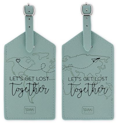 Legami - Etichette Bagaglio, Let's Get Lost Together, Set di 2 Targhette per Valigia, Accessorio per Viaggio Aereo Crociera Treno, Tag del Bagaglio per Proteggi Dati in Pelle PU e Microfibra