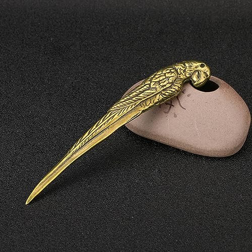 FOSANGPUSHI Decoración de latón animal, 11,9 x 1,8 cm, juego de té para mascotas, latón antiguo, aguja de té, aguja de fumar, cobre antiguo, colección de manualidades de metal