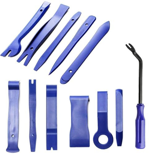 YWKJDDM Car Trim Removal Tool Kit, Plastic Pry Tool Kits for Car Radio, Door Fastener Terminal Trim Remover Set, Upholstery Removal Kit Pry Bar Scraper Set-Blue