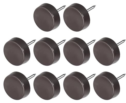 METALLIXITY Furniture Feet Nail (14mm/0.55in) 60Pcs, Plastic Round Chair Glides Sliders - for Chairs Sofa Furniture Sliders Protector Pad, Brown