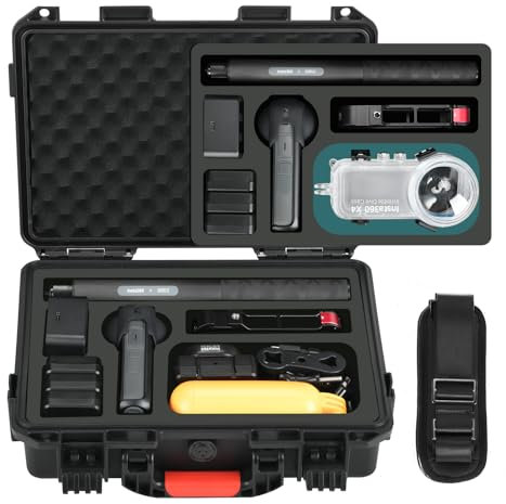 Hard Case for Go Pro Hero 13/12/11/10/9, for DJI Action 5 Pro/4/3/2, for Insta360 X5/X4/X3/X2 – Waterproof Carrying Travel Cases with Pre-Cut Custom Foam Insert for Camera & Accessories (Only Case)