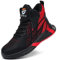 Scarpe Antinfortunistiche Uomo Alte Scarpe da Lavoro Donna Leggere e Comode con Punta in Acciaio Scarpe Sicurezza Traspiranti 8081 Rosso/37