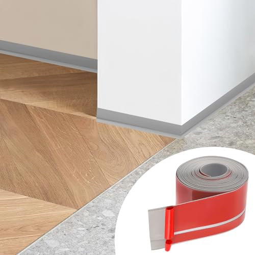 Weichsockelleiste Selbstklebend, 50x20mm Sockelleiste PVC, Flexible Abschlussleiste, Küchenabschlussleiste, Sockelleiste Selbstklebende für Küche, Badezimmer, Wand, Boden, 6M (Grau)