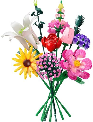 Cherubfunz Flowers Building Blocks Set, 10 Style Home Decor Plant Building Kit, Botanical Collection Never-Fading Flowers Bouquet for Kids Adults Girls Women Valentines Mothers Day Birthday - 699 PCS