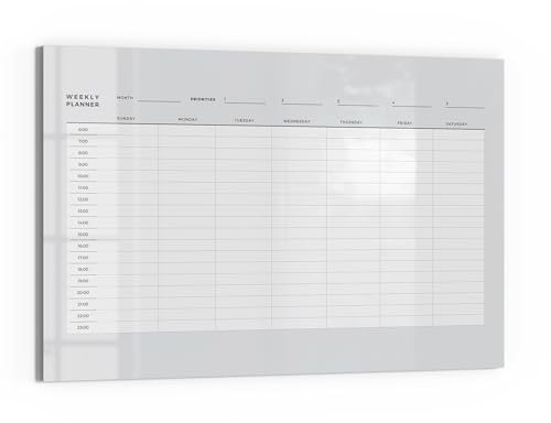 DEQORI Glas-Magnettafel | 60x40 cm cm groß | Motiv WP Grau (EN) | Memo-Board aus Glas | Magnetboard inkl. Magnete, Stift & Tuch für Küche & Büro | Tafel magnetisch & beschreibbar