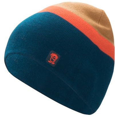 Trollkids Kinder Beanie Nordland, Madeira Blau/Tieforange, 48-52cm