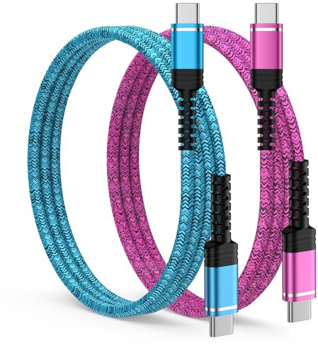 Cavo USB C a USB C, 2 pezzi, 0,9 m, 60 W, USB C, per Samsung Galaxy A15, A35, A55, A54, S24, Ultra S23, S22, tipo C, cavo dati per iPhone 16, 15 Pro Max, Google, iPad, MacBook