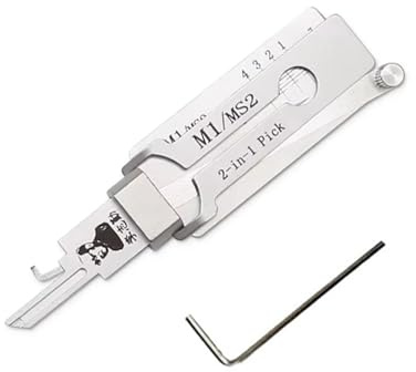 Qxiao M1/MS2 Outil de crochetage pour serrure à double rainure Pro 2 en 1 Décodeur et outils de crochetage Lecteur de clé de voiture Kits de maintenance et réparation multifonctionnels en acier