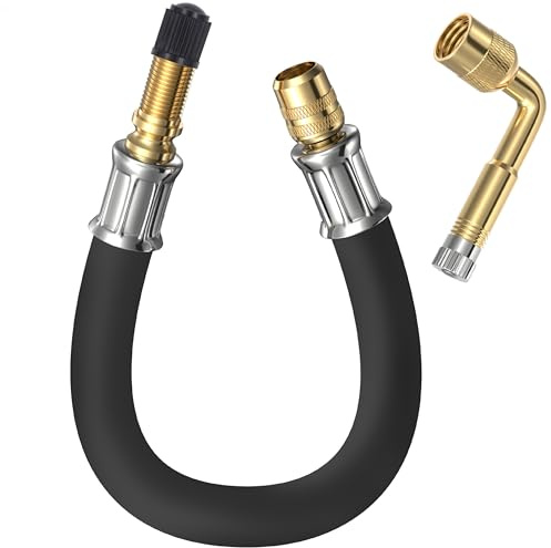 Tire Valve Extension, 8.25 Inch Flexible Tire Valve Extenders, 90 Degree Schrader Valve Adapter, Tire Valve Stem Extension, Universal Flexible Tire Valve for Cars Rv Truck Motorcycle Bike Scooter